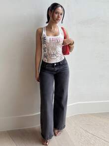 LHSEPT 女士吊带背心，修身印花背心，适合节日、派对、Y2K情人节度假，优雅春夏风格 - 彩色 - 查看 1