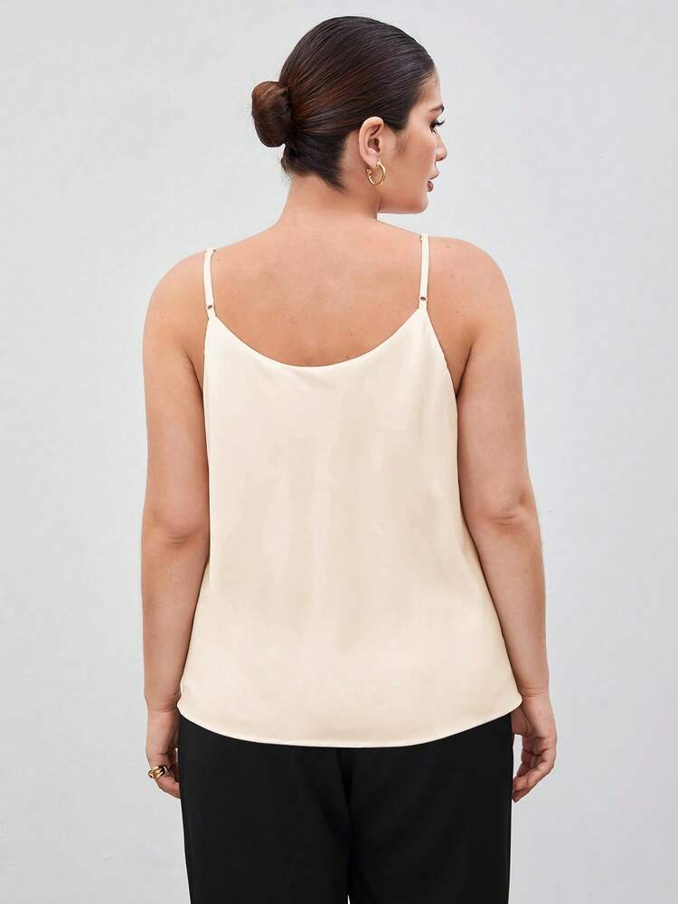 SHEIN Maija Plus Size Women Casual Versatile Date Night Camisole Top St Patrick's Day Women Easter Summer Easter Women Party Top Beach Summer Holiday Each Vacation For Women Summer For Women Going Out Graduation Graduation Casual Casual Blouses For Women, Summer Tops Wholesale Clothing Cami Tops For Women Women's Tops For Summer Cami Top Curve
