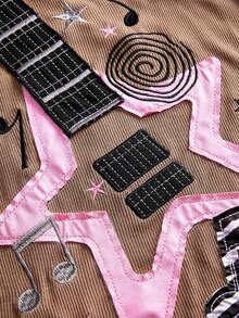 ROMWE Grunge Punk Camiseta de tirantes para mujer con lindo estampado de notas de bajo - Marrón - Ver 4