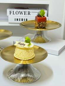 三件套不锈钢蛋糕架，配有高档底座、甜点展示盘和多功能水果托盘，适合餐桌装饰、家居厨房摆设，也适合在开斋节期间使用。 - 金色 - 查看 6