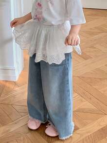 Dazy Kids Young Girl Embroidered Elastic Waist Casual Skirt - White - View 4