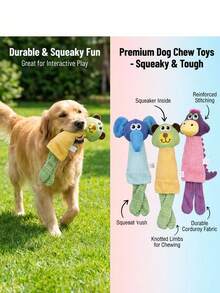 PETSIN 1PC Pet Toy Plush Dog Vocalizing Educational Chewing Tooth Cleaning Biting Toy Cute Cartoon Plush Dog Toy - Multicolor - View 2