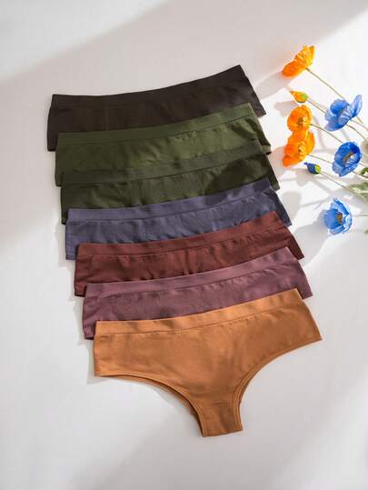 NudeFit 7件套女士极简无缝纯色比基尼内裤