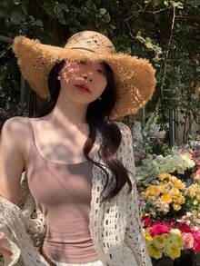 DAZY Áo khoác cardigan mỏng tay dài kiểu Hàn Quốc dành cho nữ, chất liệu lưới, thích hợp cho kỳ nghỉ. - Màu be - Xem 7