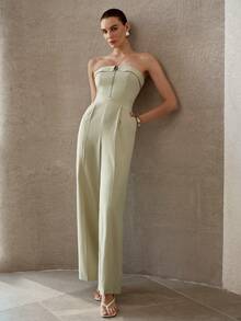 MOTF PREMIUM ÁO LIỀN QUẦN THANH LỊCH DÀNH CHO NỮ, KHÔNG DÂY BUỘC, CÓ KHÓA KÉO PHÍA TRƯỚC - màu xanh lá - Xem 4