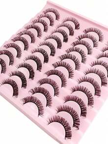 20 Pairs False Eyelashes Reusable D Curling Volume Full Strip Lashes Natural Fluffy Volume Fake Lashes Strip Lashes,Lashes,Eyelashes,Fake Lashes - Black - View 2