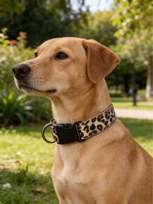 Leopard Print Wild Dog Collar, Adjustable Nylon Pet Collar - Yellow - View 5