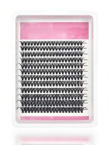 1盒240片40D柔软自然假睫毛，长度8-16毫米混合，0.07毫米D卷度，12排貂毛纤维，3D立体，适合日常派对妆容 - 黑色 - 查看 7