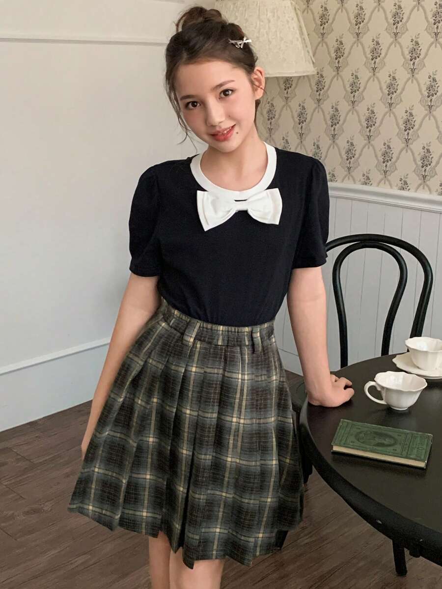 DAZY Tween Girl Pleated Plaid Casual Skirt - Multicolor - View 1