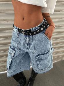 Jeanoix Y2K 女士直筒牛仔裤 - 淺色水洗藍 - 查看 4