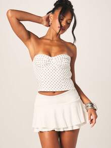 MISSGUIDED Women's White Ruffle Tiered Mini Skirt High Waisted A-Line Summer Beach Casual Short Flowy Skirt - White - View 2