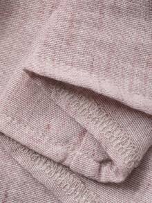 Livesso Pink Round Neck Long Sleeve Drawstring Loose Vacation Midi Dress For Women, Spring/Summer Sundress - Pink - View 7