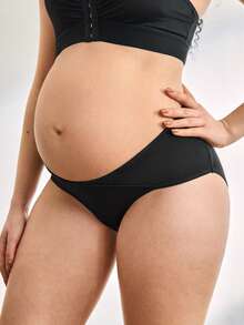 1pc Women's Basic Skin-Friendly Comfortable Maternity Casual Briefs - Black - View 4