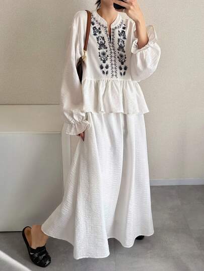 FRIFUL Women's Solid Color Loose Casual Dress With Flared Skirt, Suitable For Spring And Summer Dress
