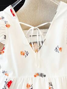 GlowEve CURVE Blusa de gasa con estampado floral para mujer de talla grande, de estilo casual y abierta al frente, versátil para primavera, verano y otoño - Blanco - Ver 7