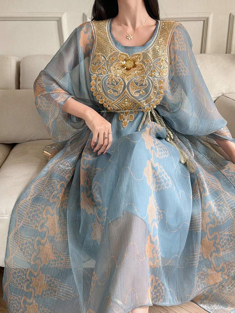 Women's Elegant Vintage Sequin Decorated Dress Boho
