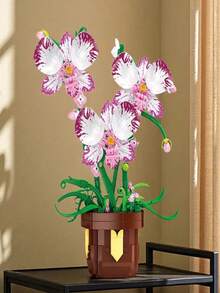 Orchid Potted Flower Building Block Model Puzzle Set, Home Decor, Stress Relief, Enjoy Peaceful Assembly Time, Holiday/Birthday Gift, Suitable For Gifting - Multicolor - View 8