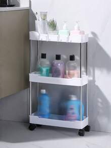 1pc 3/4-Tier Narrow Rolling Storage Cart For Bathroom - Stainless Steel Bracket Mobile Storage Rack, Easy-Sliding Wheels, Multi-Functional Gap Storage Rack, Suitable For Bathroom Organizers, Mobile Storage Cart | Modern Storage Solution - Multicolor - View 7