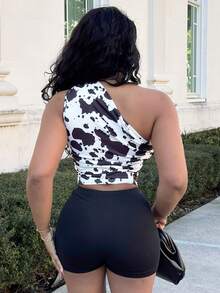 Alexandranx 女士休闲度假西部牛仔图案印花海滩婚礼宾客装毕业早午餐，适合圣帕特里克节、春假、复活节、音乐节，优雅的波西米亚热带上衣 - 黑與白 - 查看 2