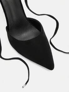 Glitzique Women's Fashion High Heel Thin Heel Black Pumps, Closed Toe, Slingback, Sexy Party Wedding Shoes, High Heels With Rhinestone Decor, Chain And Buckle Details,Elegant Summer Shoes - Black - View 8