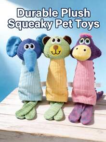 PETSIN 1PC Pet Toy Plush Dog Vocalizing Educational Chewing Tooth Cleaning Biting Toy Cute Cartoon Plush Dog Toy - Multicolor - View 10