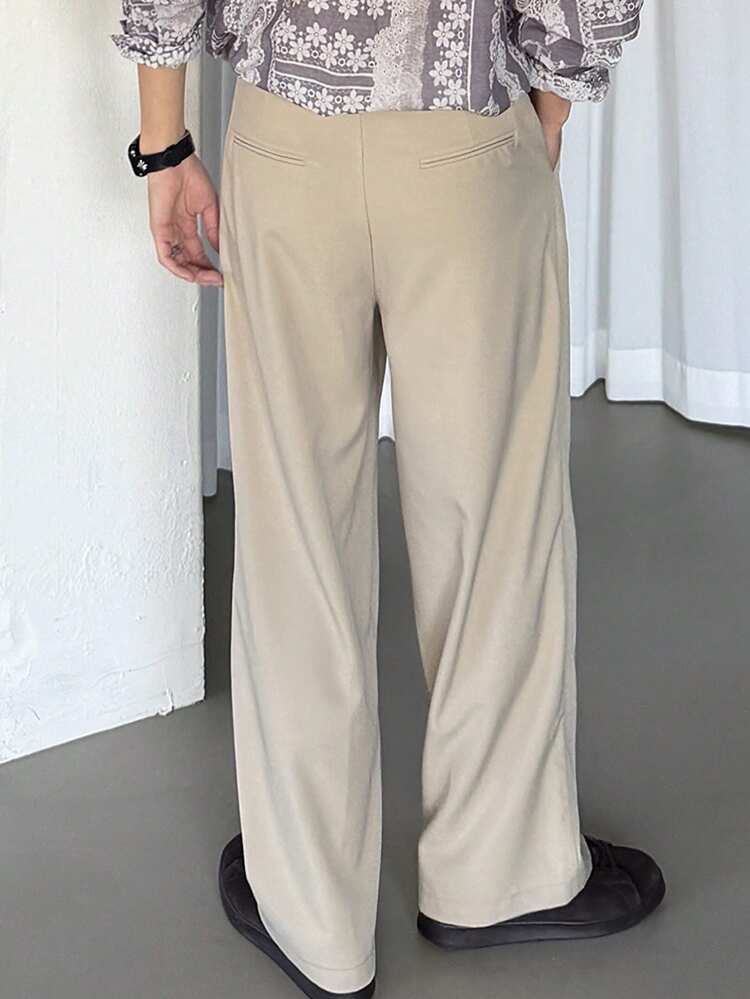 Apricot Color Casual Long Pants For Men, Spring