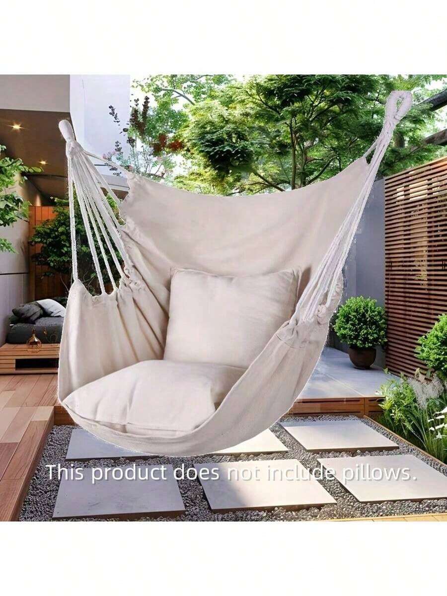 便携式户外露营吊椅 - 吊床式设计，轻便结实的布料，适合后院、旅行、露营 - 黑色/白色/灰色（不含枕头），露营椅，吊床秋千 - 彩色 - 查看 1