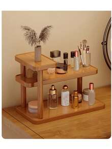 One Piece Single-Layer Three-Layer Bamboo Table Storage Rack, Suitable For Storing Cosmetics, Perfume, Spices And Office Supplies - High-Quality Bamboo Bathroom Dresser Storage Cabinet, Simple Design, Multi-Function Storage Rack, Can Be Used To Store Jewelry, Cosmetics And Household Supplies, Bamboo Surface Is Smooth - Brown - View 9