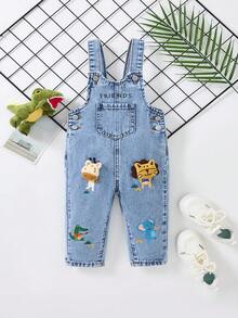 SHEIN Baby/Toddler Boys' New Fashion Casual Soft Cute Animal Graphic Plush Blue Denim Loose Fit Jumpsuit Spring Summer,For Baby Spring/Summer Dailywear Outfits,Boys Streetwear Outfits,Boys Beach Outfit,Vacation Outfits For Baby,Casual Clothes For Boys,Graphic Jumpsuit ,Toddler Shirt,2-Year-Old Boys Jumpsuit ,Summer Jumpsuit ,Casual Jumpsuit - Light Wash - View 3