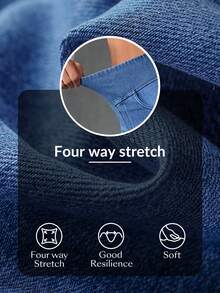 Flexra Jeans rectos de pierna ancha con rayas verticales de patchwork casual para mujer - Azul lavado medio - Ver 8