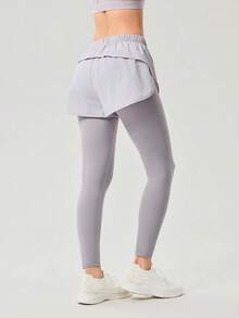 OutZeal Women Sports Pants 2-In-1 Legging Running Gym Cool Touch UV Protection Active Bottoms - Mauve Purple - View 8