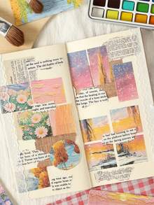 Brushstroke-Style Non-Adhesive Sticky Notepad Material, Diy Journal Sticky Notepad Background Paper - suit - View 7