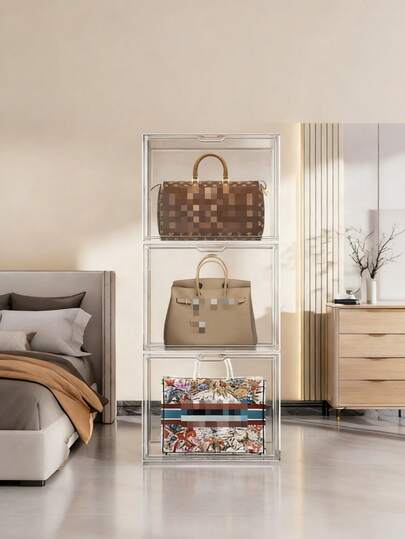 1 Hộp đựng đa năng trong suốt - Hộp trưng bày chống bụi, thích hợp để đựng mô hình, dụng cụ và sách | Hộp sắp xếp trong suốt, giá trưng bày sản phẩm, hộp đựng túi xách và phụ kiện, hộp đựng đồ chơi, hộp đựng giày dép, hộp đựng mỹ phẩm