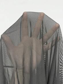 Glisette Dark Goth Style Chicken Eye Webbing Mesh Sexy Slit Slim Fit Skirt For Women - Black - View 7