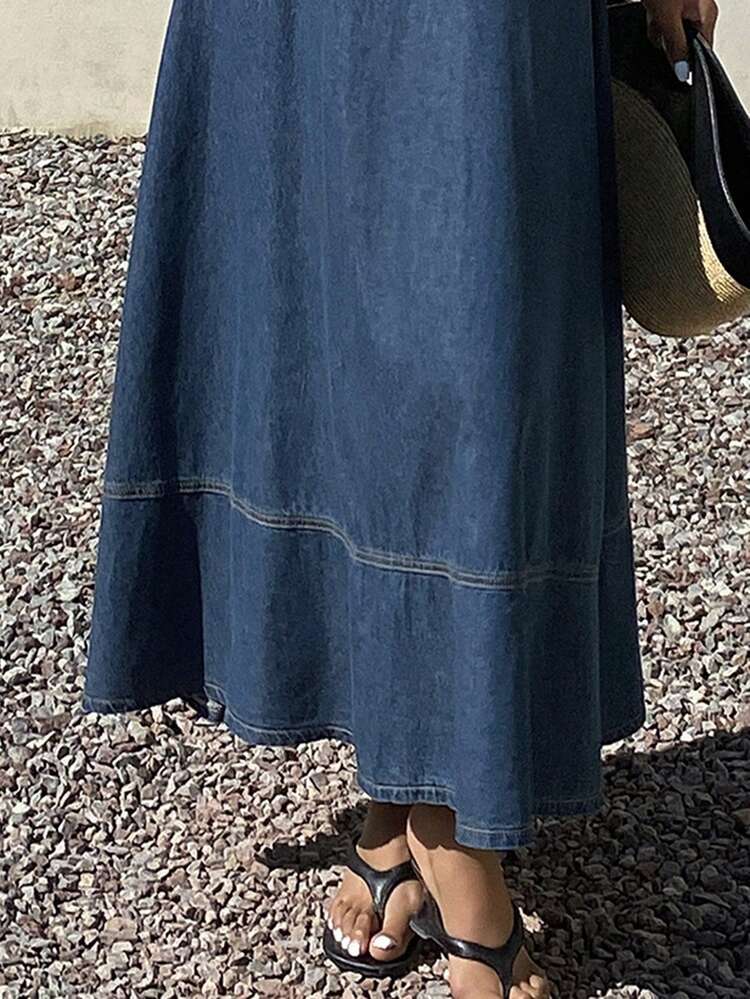 Women's Vacation Strapless Backless Denim Dress Summer