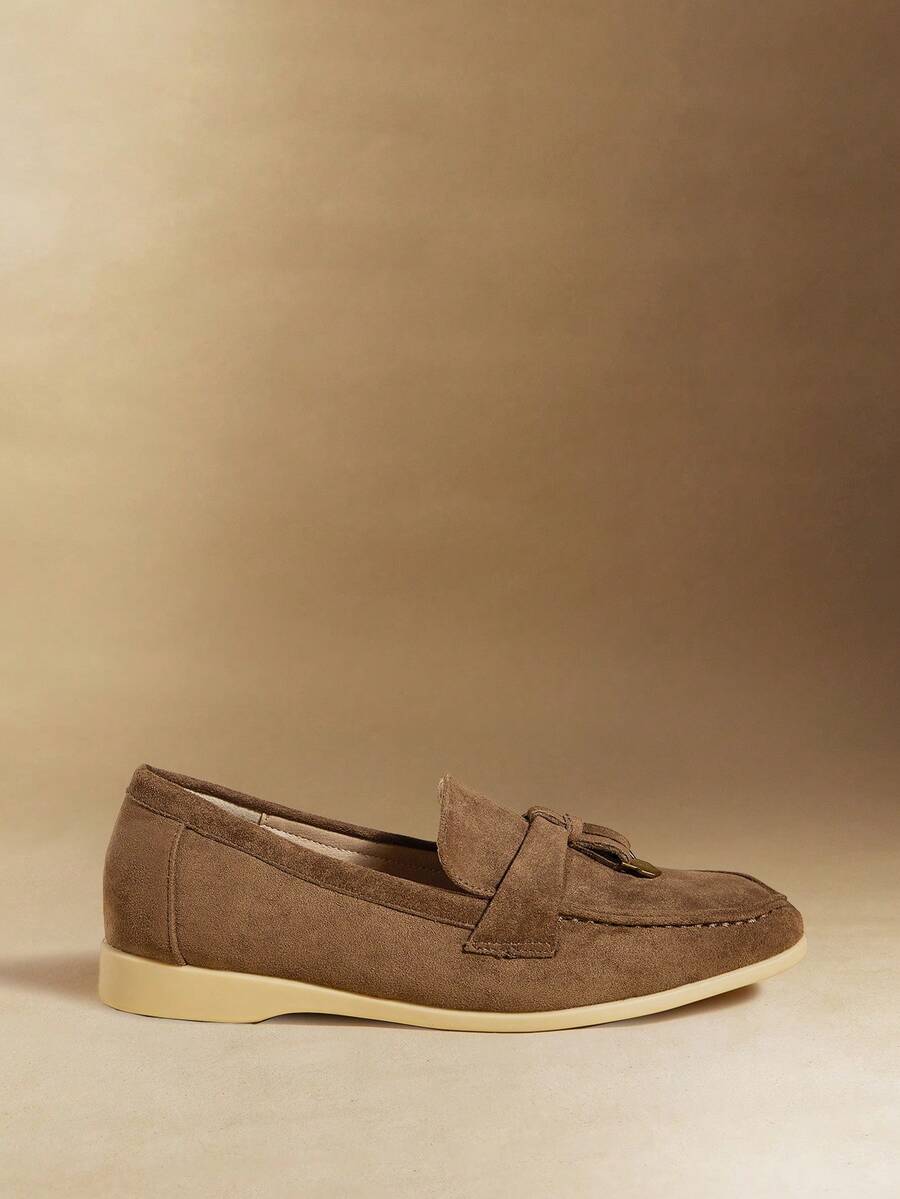 Rosivie Ladies' Commuting Slip-On Flat Shoes - Coffee Brown - View 1