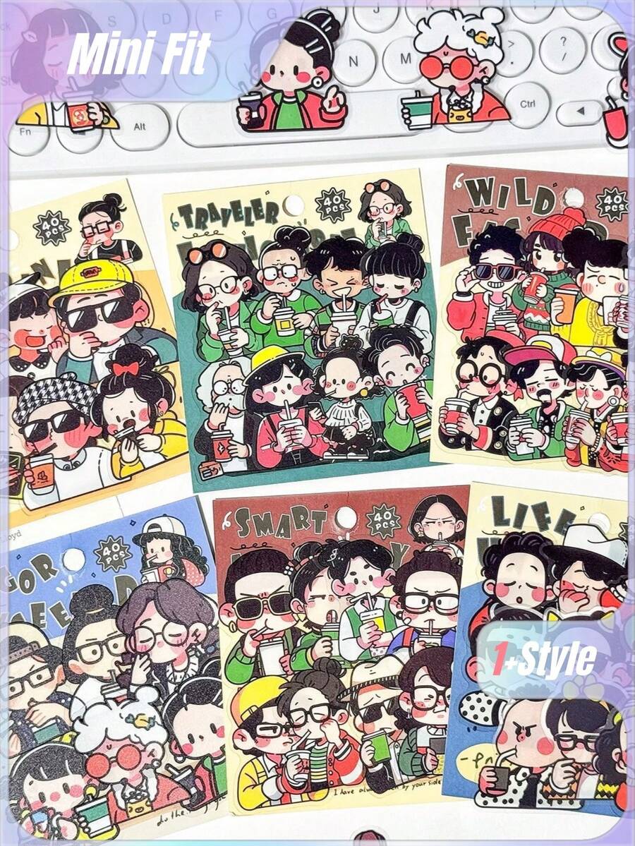 1 Set Of 6 Pcs Energetic Pet Stickers, Journal Sticker Pack, Stickers, Cartoon Stickers, Journal Materialset - suit - View 1