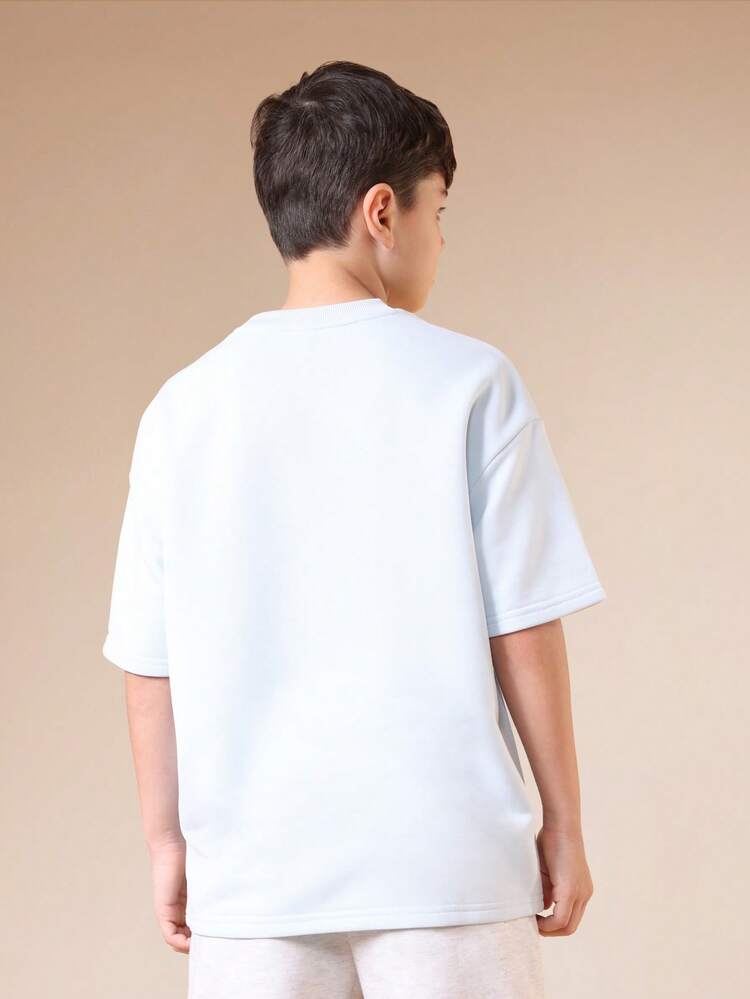 앞면에 프린트가 있는 오버사이즈 크루넥 티셔츠