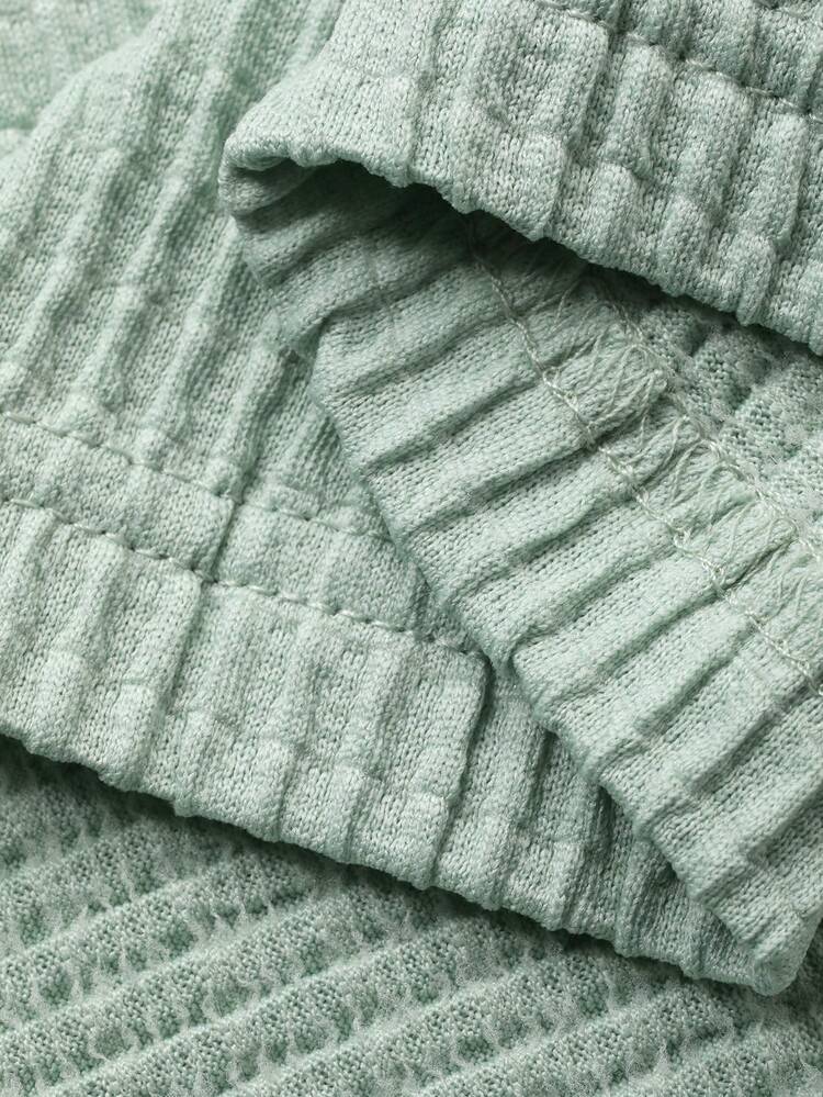 Mint Green Short Sleeve Textured Fabric Men's T-Shirt, Summer