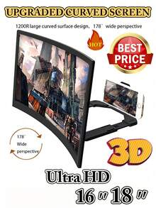 1pc 16/18-Inch Ultra-High-Definition Mobile Phone Screen Magnifier, Newly Upgraded 3d Curved Screen, Foldable And Retractable, Mobile Phone Desktop Stand, Anti-Blue Light Lens, Eye Protection. - Multicolor - View 1