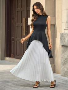Ellevyn Đầm nữ dáng regular fit không tay phối màu tương phản, xếp ly eo, đầm cocktail đen trắng, đầm đen trắng thanh lịch, đầm không tay cổ cao, trang phục xuân hè cho nữ, lễ Phục Sinh, trang phục dự tiệc thanh lịch, trang phục đi biển, trang phục tốt nghiệp cho mẹ, đầm tốt nghiệp, đầm phù dâu, đầm dự đám cưới, đám cưới, trang phục đi nghỉ mát cho nữ, trang phục nghỉ hè, trang phục trang trọng cho nữ, phong cách Y2K, trang phục công sở cho nữ, đầm kiểu Pháp, đầm hè cho nữ. - Đen và trắng - Xem 8
