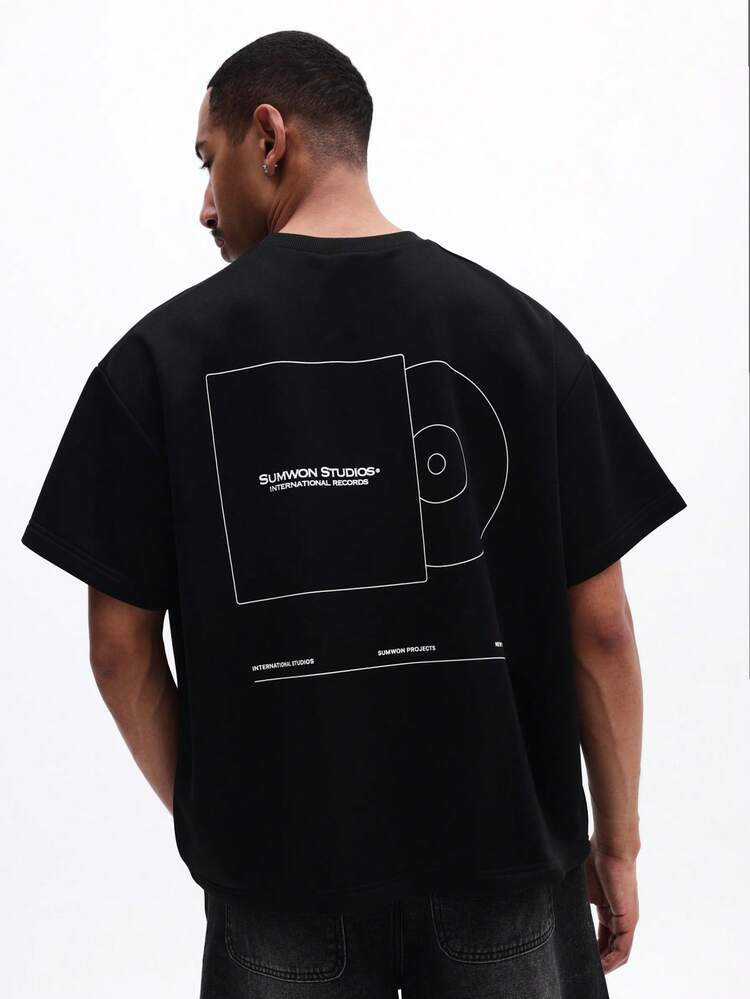 T-shirt à col rond et coupe carrée avec imprimé disque