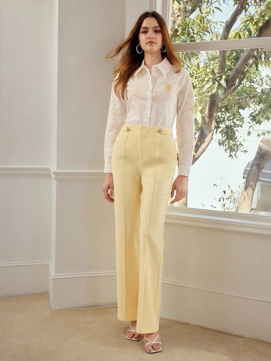 MOTF PREMIUM WOMEN'S EMBROIDERED LONG SLEEVE BLOUSE FOR DATES, SPRING/SUMMER - White - View 2