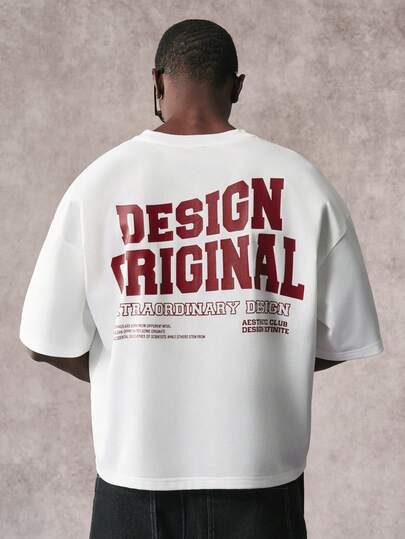 STYNVO 男士标语印花圆领休闲宽松T恤