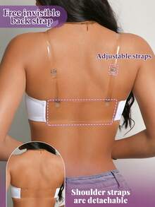 DesireSculpt 1件装女士性感蕾丝无钢圈前扣深V聚拢露背文胸 - 白色 - 查看 2