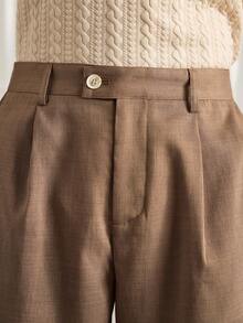 Men's Solid Color Pocket Casual Shorts, Fashionable Suitable For Summer - Brown - View 6