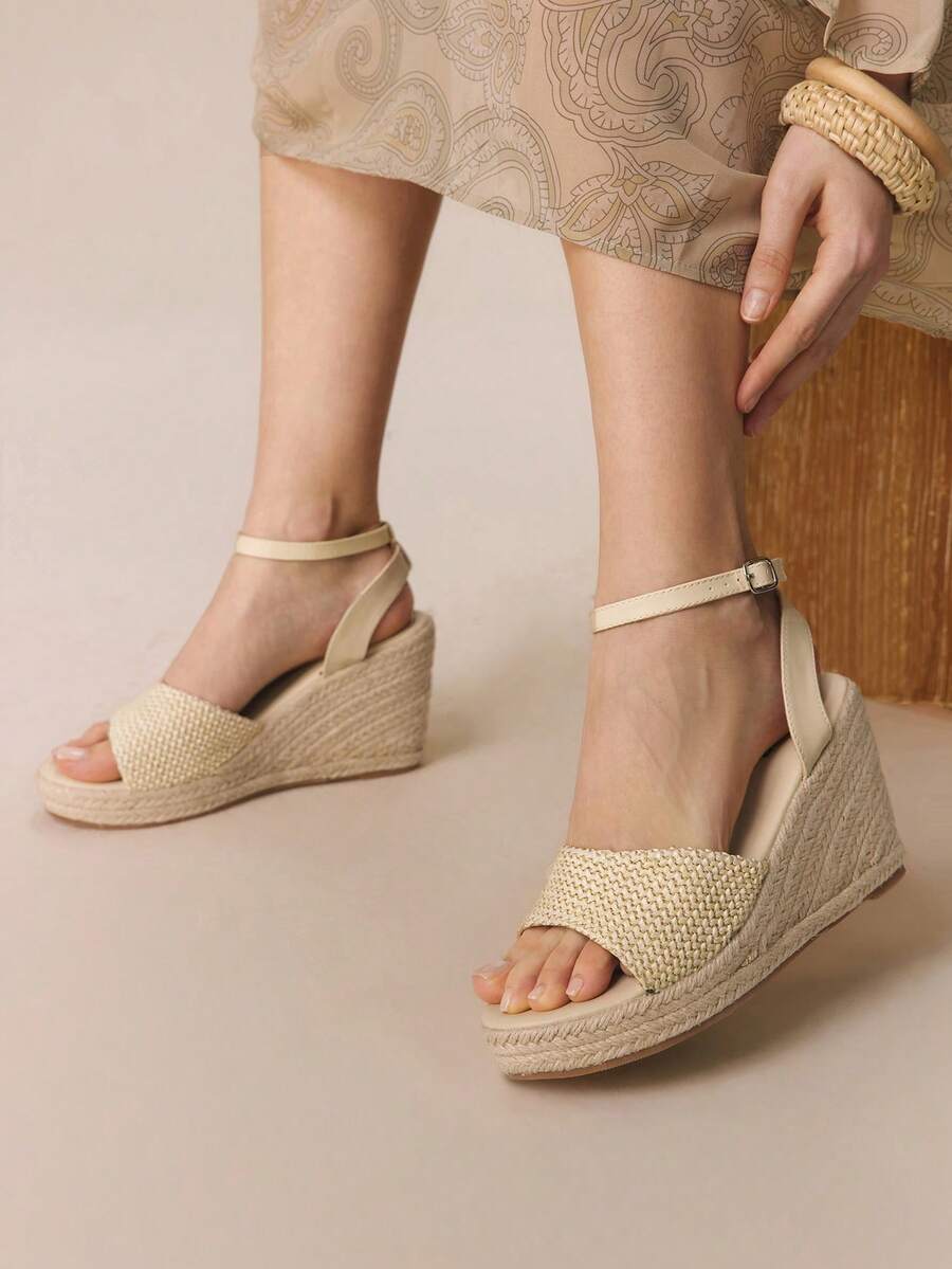 Styleloop Sandale cu platformă și șireturi, pentru femei, casual, versatile, în culoare solidă, potrivite pentru ținute de vacanță și articole esențiale de călătorie - Aur deschis - Vizualizare 1
