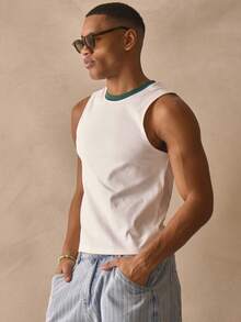 Musero Slim Fit Contrast Crew Neck Sleeveless Tank Top Vest Spring Summer Essentials - Multicolor - View 3