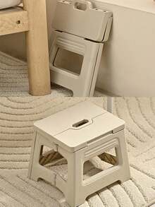 1 X White, Ultra-Lightweight, Foldable Mini Footstool – Sturdy , Adjustable Height, Perfect For Use At Home, In The Kitchen, Bathroom, While Fishing, And During Outdoor Adventures – Slip-Resistant, Easy To Store, Takes Up Minimal Space. - White - View 2