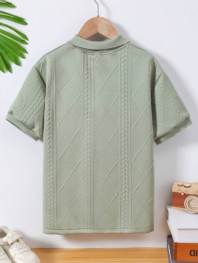 Mirajuku Camisa Polo Casual de Manga Curta com Padrão Geométrico